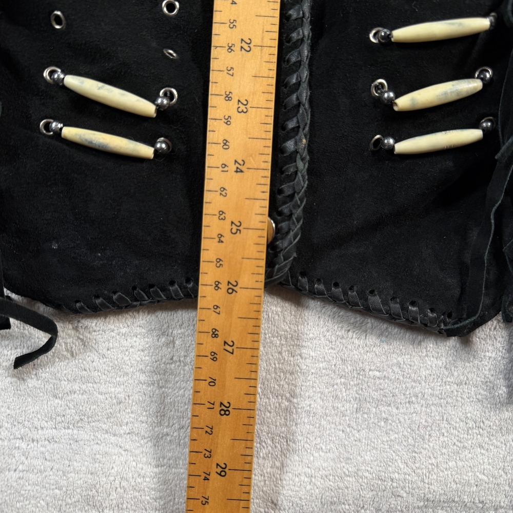 Canadian Leather Creations Jacket Womens XL Black Suede Fringe Beaded Western - Picture 11 of 13